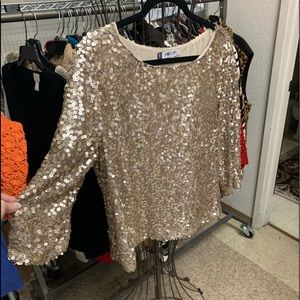 Jennifer Lopez xl gold sequin bling cocktail top